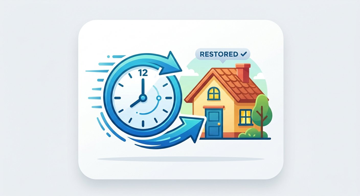 Clock next to a house